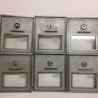 6 Vtg Corbin Post Office Mail Box Door Heavy Nickel Plated Bronze 2 No Keys