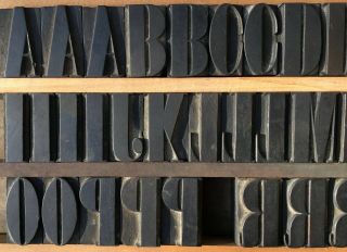 Vintage Wood Letterpress Print Type Block 61 Letters Punctuation 1 9/16 