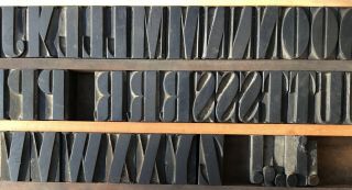 Vintage Wood Letterpress Print Type Block 61 Letters Punctuation 1 9/16 
