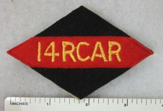 Ww2 Vintage 14th Rcar Royal Canadian Army Armoured Regiment Patch Formation Sign
