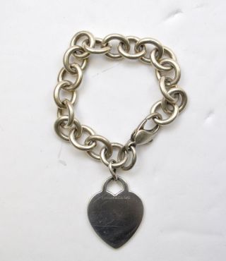 Vintage Sterling Silver 925 Tiffany & Co Company Heart Tag 5.  5 " Link Bracelet
