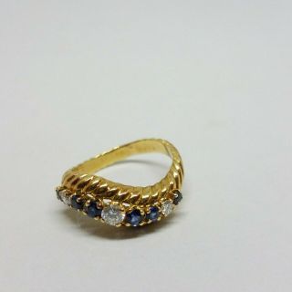 Boucheron Vintage 18k Yellow Gold Diamond Blue Sapphire Ring 4.  1 G