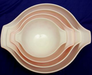 VINTAGE PINK PYREX GOOSEBERRY CINDERELLA MIXING BOWL SET 4 - 3