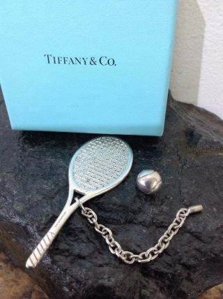 Rare Vintage Tiffany & Co Solid Sterling Silver Tennis Racket & Ball Key Chain 4