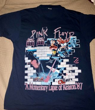 Vintage 1987 Xl Pink Floyd A Momentary Lapse Of Reason Tour Concert T - Shirt