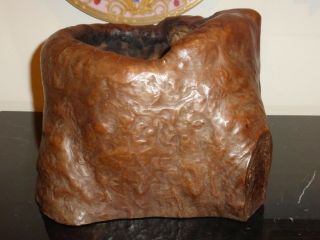 Impressive Vintage Hand Crafted Burl Wood Decorative Planter Plant Holder