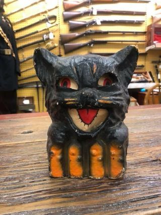 Vintage Paper Mache Black Cat