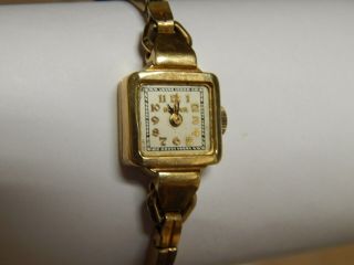 Antique.  Vintage Bulova 14 K Yellow Gold Art Deco Lady Watch