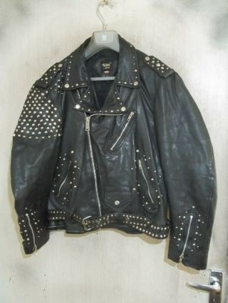 Vintage Lin Owens Artist Signed English War Lords Punk Leather Jacket Size 42