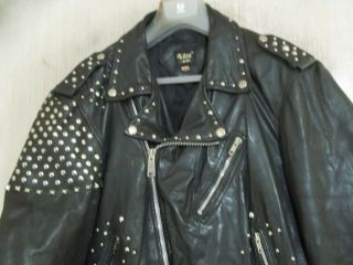 VINTAGE LIN OWENS ARTIST SIGNED ENGLISH WAR LORDS PUNK LEATHER JACKET SIZE 42 2