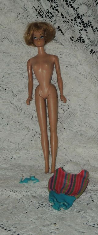 Stunning Vintage 1966 American Girl Blond Hair Bend Leg Barbie Doll.  Fab