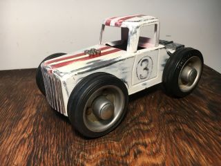 Vintage Custom Pressed Steel Race Car 9.  5 " Nascar Toy Art