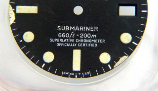 Vintage Factory Rolex Submariner 1680 Matte Black Light Cream Watch Dial 3