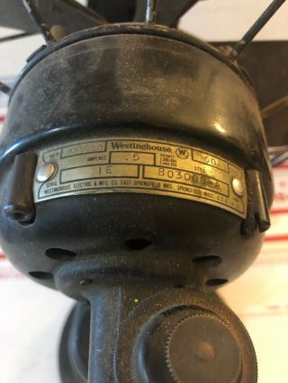 Vintage/Antique Westinghouse 9  Oscillating Desk Fan,  1930’s,  Broken Blade 7