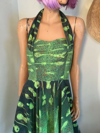 Vintage Kona Kai Hawaiian Dress Gradual Green SEASHELLS Shelf Bust Halter VLV s 3