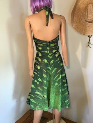 Vintage Kona Kai Hawaiian Dress Gradual Green SEASHELLS Shelf Bust Halter VLV s 7
