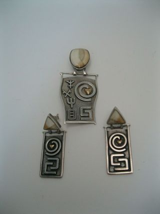 Zealandia Sterling Silver Pin / Pendant & Earring Set W Gold Heart