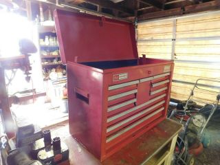 Sears Craftsman Tool Chest Toolbox Bench Top Storage Steel 10 Drawer Vintage Box