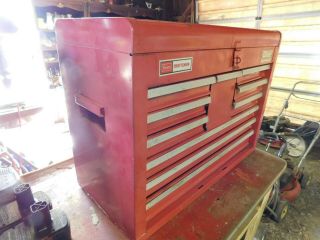 Sears Craftsman tool chest toolbox bench top storage steel 10 drawer vintage box 3