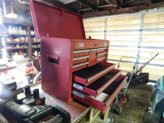 Sears Craftsman tool chest toolbox bench top storage steel 10 drawer vintage box 7