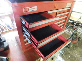 Sears Craftsman tool chest toolbox bench top storage steel 10 drawer vintage box 9