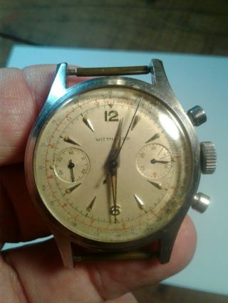 Vintage Wittnauer Chronograph 3256 Or To Repair 17 Jewels