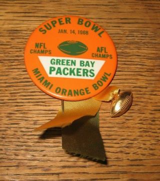 Vintage Bowl Ii Green Bay Packers Champions Pinback Button Jan.  14,  1968