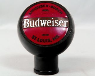 Vintage Anheuser Busch Budweiser Beer Ball Tap Knob Black Red Handle St Louis Mo