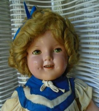 Vintage 1930s Ideal 18 " Composition Shirley Temple Doll In Tagged Boat Dress