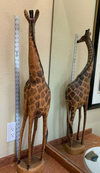 Wooden Giraffe Statue - 36 " High.  Africa.  Vintage