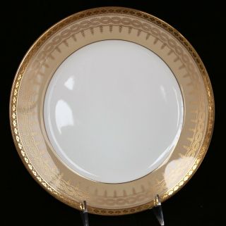 Gorgeous Antique Set 10 CAULDON ENGLAND Dinner plates Beige Gold Encrusted 5525 6
