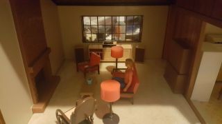 Vintage Tomy Mid - Century Dollhouse w/Furniture Accessories & 3 People today 5