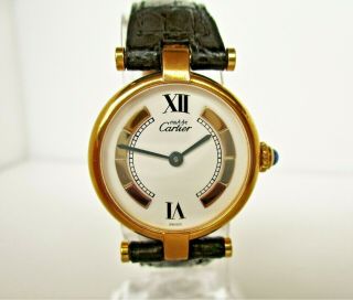 Vintage Must De Cartier Vermeil 925 Sterling Silver Quartz Watch