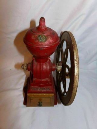 Vintage Cast Iron 10 " Wheeled Coffee Grinder Mill Made In Spain