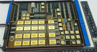 Vintage Circuit Board With 24 Gold Cap Ic Chips.  Scrap Gold Recovery