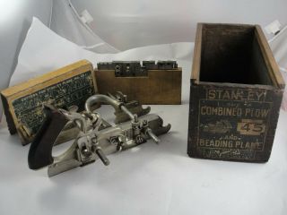 Vintage Stanley No 45 Combination Plane,  Accessories And 23 Cutters