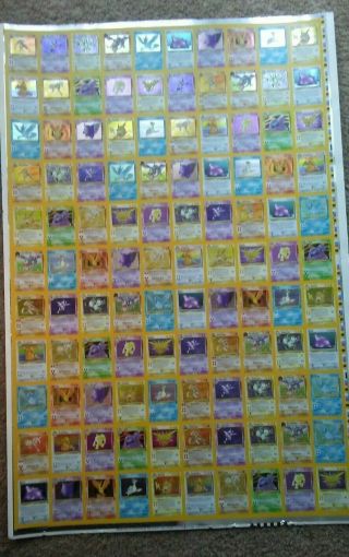 Pokemon Fossil Uncut Sheet Of 110 Cards Rare Find Awesome