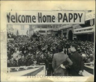 1945 Press Photo Lt.  Col.  " Pappy " Boyington Speaks At Seattle Wa Celebration