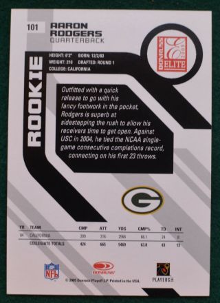 Aaron Rodgers AUTO rookie card RARE d /125 2005 Green Bay Packers autograph RC 3