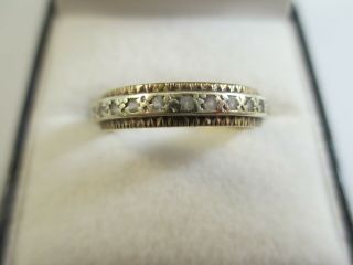Vintage Yellow & White 9ct Gold Clear Stone Eternity Ring Uk Size O1/2 3.  2g