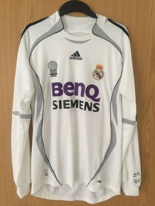 Real Madrid Vintage Adidas 06 - 07 Rare Long Sleve Home Shirt Mens Medium