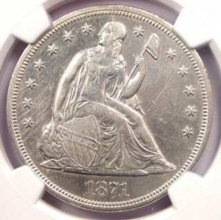 1871 Seated Liberty Silver Dollar $1 - Ngc Au Details - Rare Certified Coin