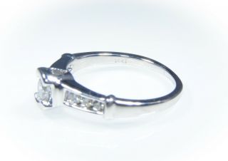 Vintage 1/3 Carat Diamond Engagement Ring In 14k White Gold SZ 4.  75 3.  6 Grams NR 4