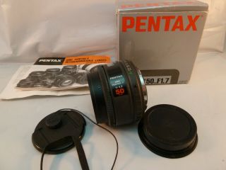 Pentax F Lens Smc F 50mm F/1.  7 Prime 20837 Vintage Orig Box Serial Card Zoom