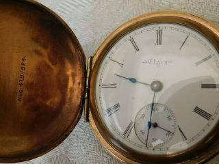 Lovely Vintage Large Elgin Full Hunter Gold Plated Pocket Watch