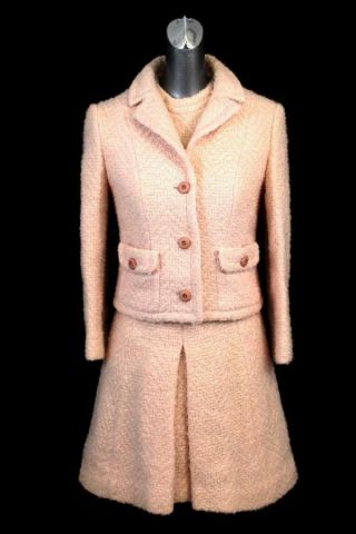 Vintage 50s 60s Womens Pink Peck & Peck Dress Suit Woven Retro Blazer Jacket S