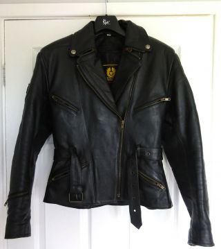 Womens Vintage Belstaff Black Leather Biker Jacket Size 12