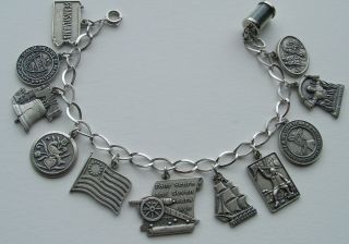 Vintage Sterling Silver Pennsylvania Charm Bracelet With 12 Wonderful Charms