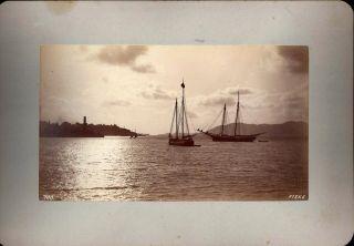 Fabulous,  Rare,  George Fiske Of San Francisco Bay & Golden Gate With Schooners