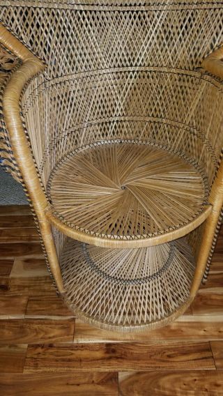 VINTAGE WICKER,  RATTAN PEACOCK CHAIR 70 ' s BOHO Cobra 5